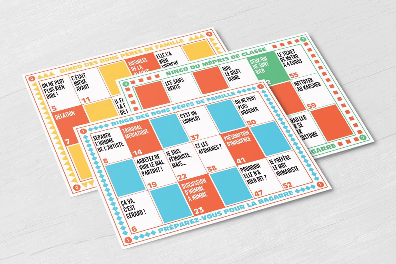 PACK DE 3 BINGOS BAGARRE - BLEU + JAUNE + VERT